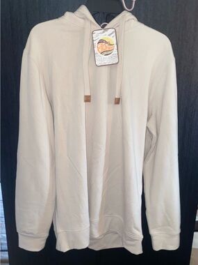 Two Casual Men's Cream & Grey Hoodie Sweatshirt